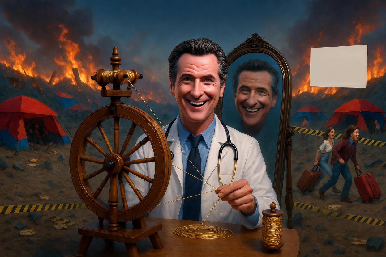 Paging Dr Gavin Newspun: Spin Doctor Gavin Newsom Steady Weaving Lies Into Gold While Neglecting Golden State Resident Safety