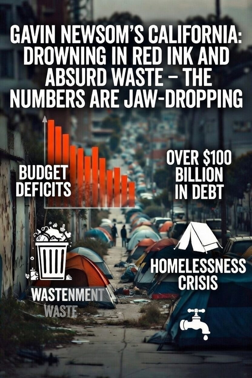 A picture of areas where Gavin Newsom has failed California